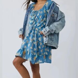 Free People Camella Blue Floral Mini Dress